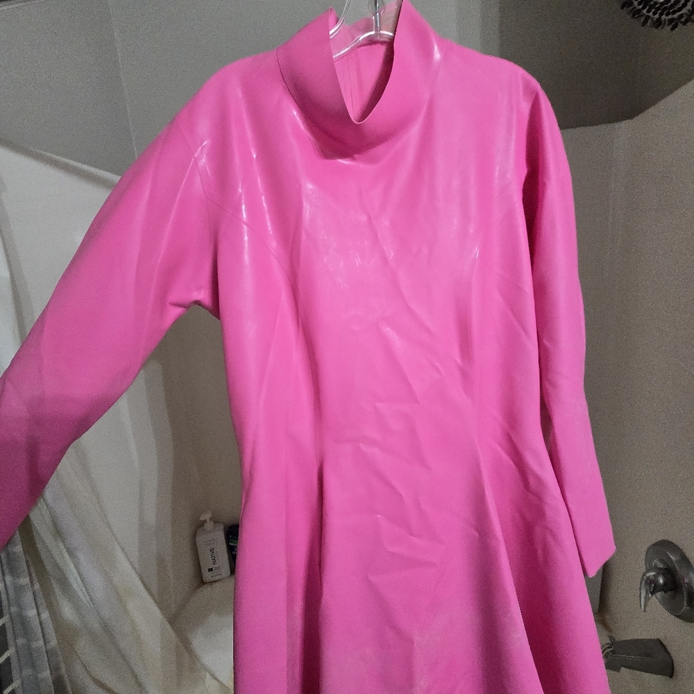 Men’s Pink Latex Long-Sleeve Dress Libidex
